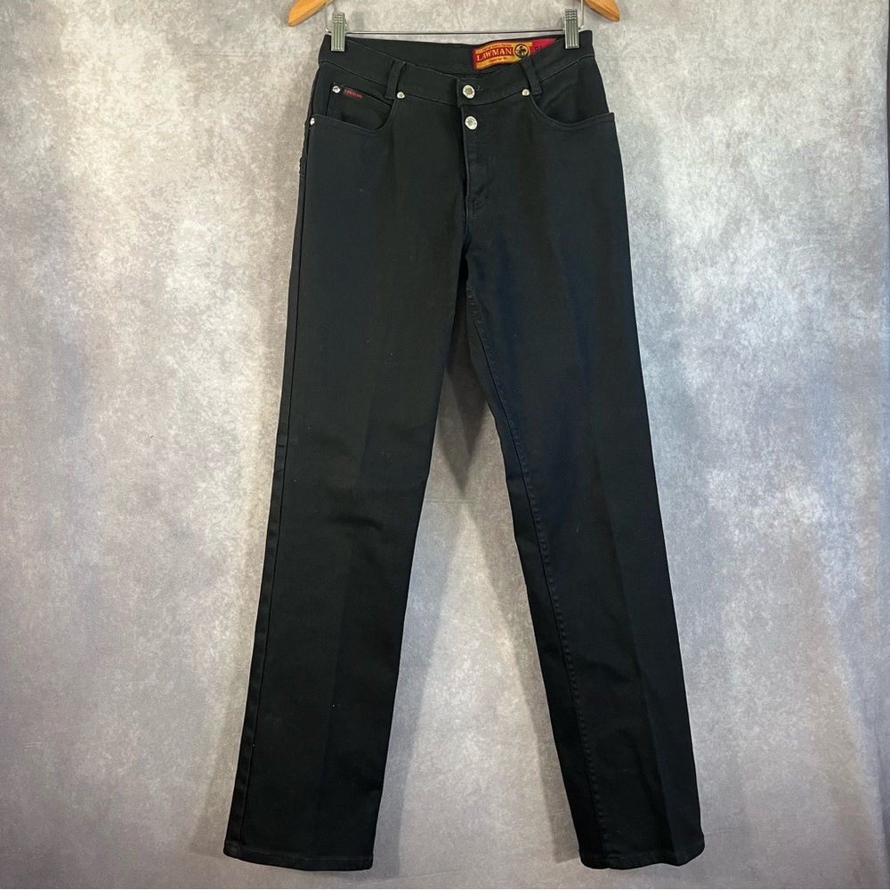 Vintage Lawman Jeans Women 26x32 Black Western Rodeo Slim Fit Pants **See Desc**